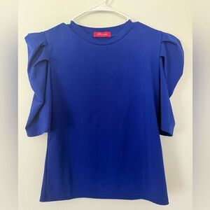 Eloquii Royal Blue Puff-Sleeve Short Sleeve Top